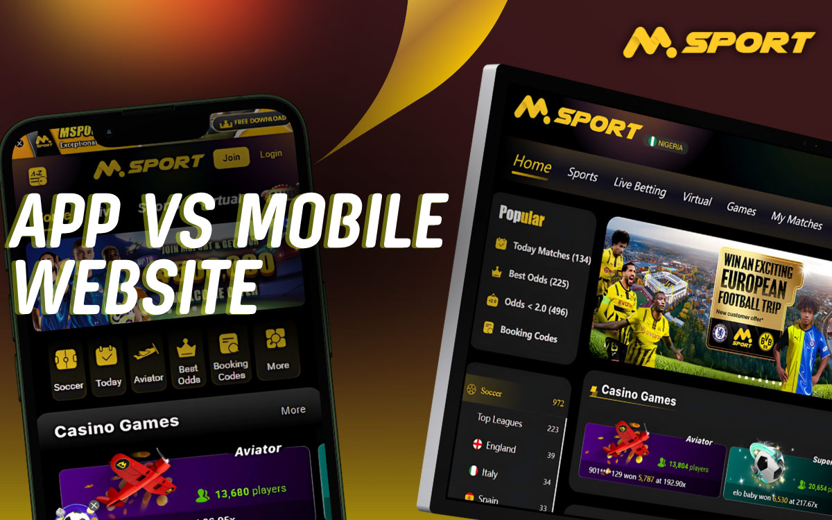 App vs Mobile Website Comparison MSport