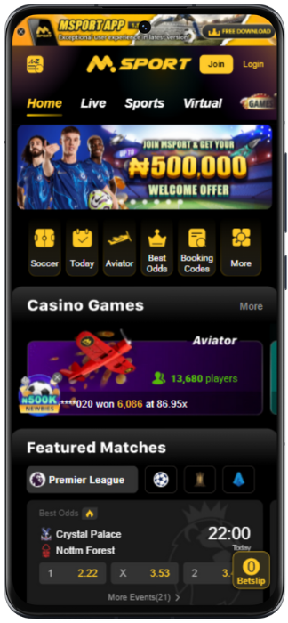 MSport Screenshot of the website
